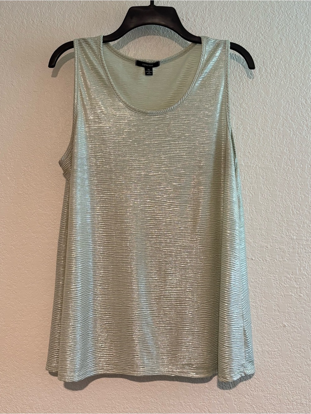 Textured Mint Green Top Shimmer Sleeveless Tank